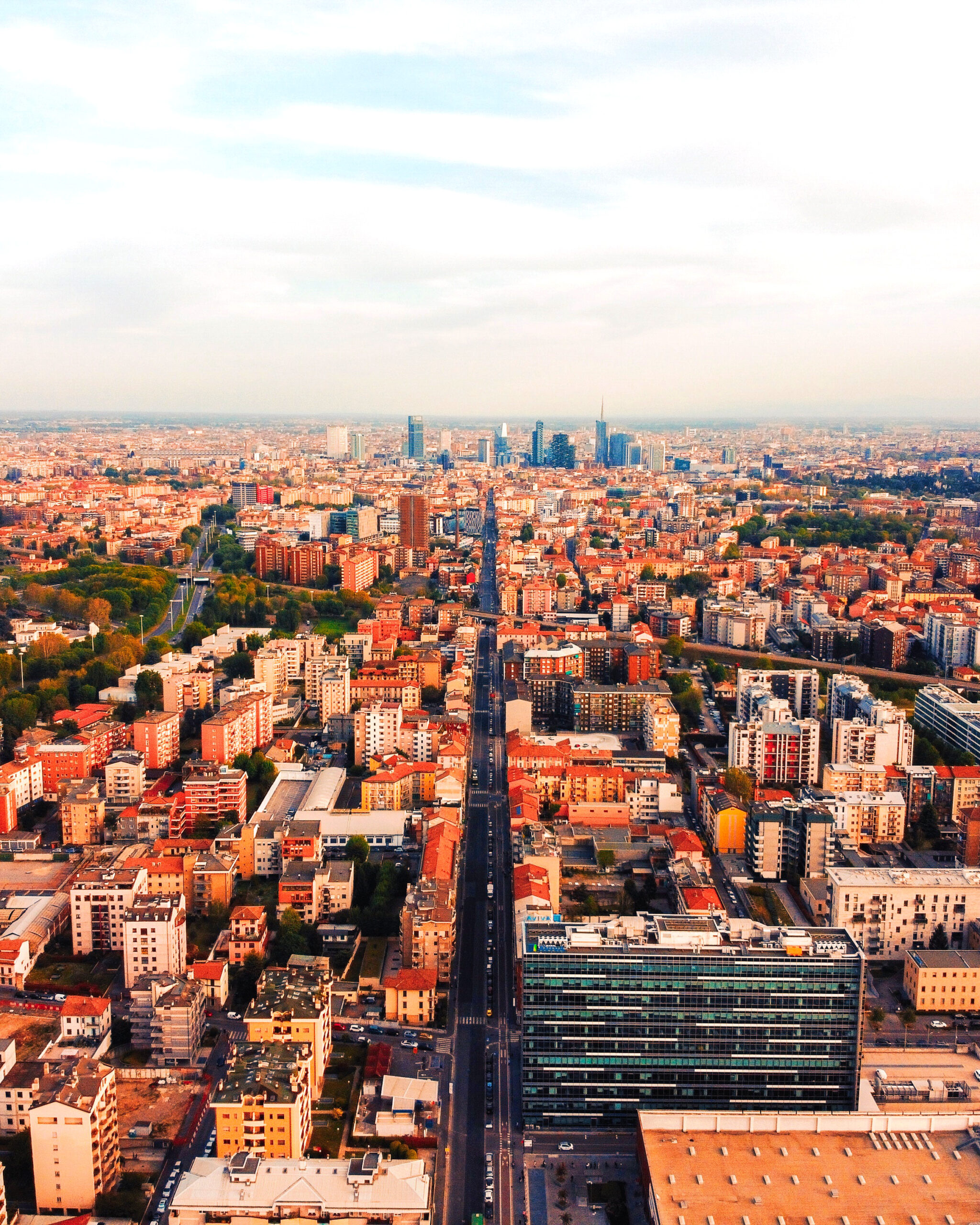 a picture of Milan by day from a drone point of view